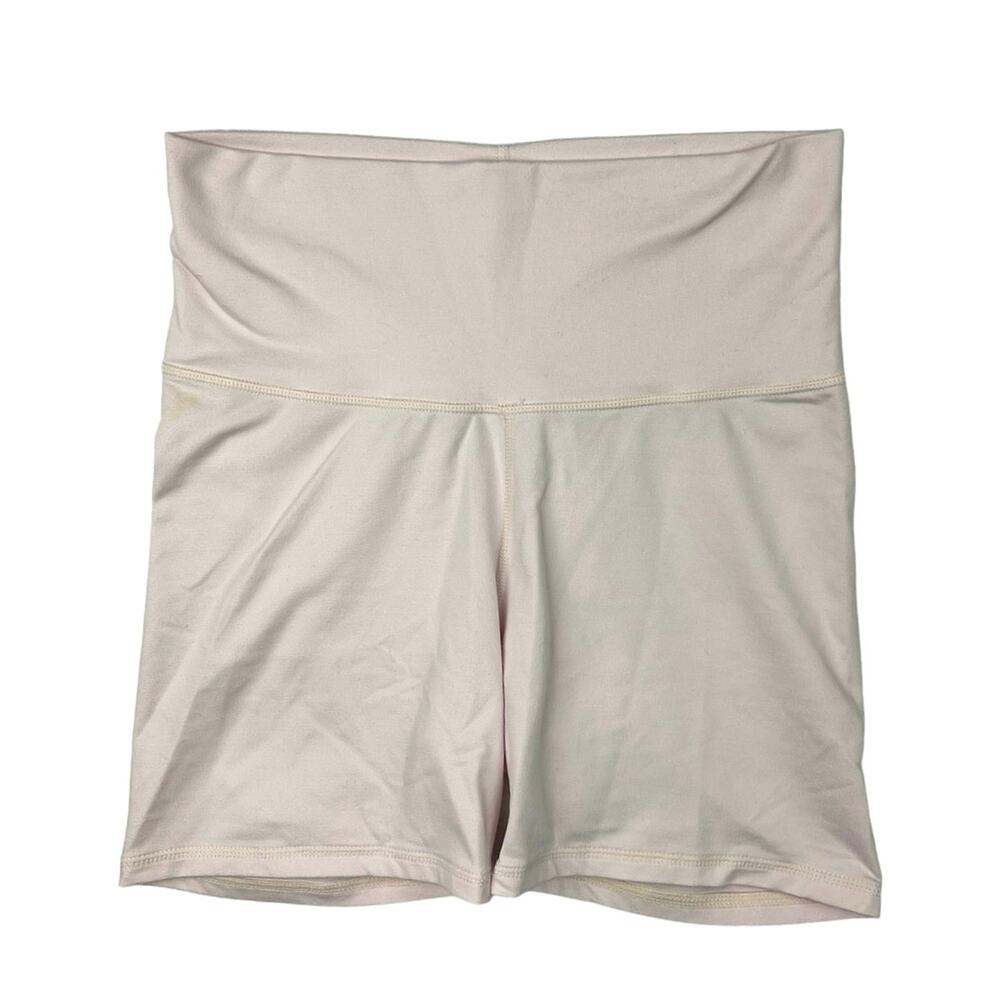 Terez Cream Pull On Wide Waistband Stretch Athleisure Bike Short Size S
